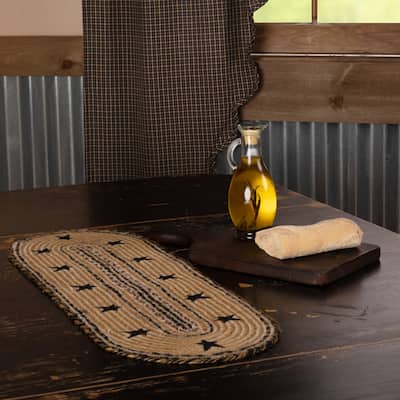 Kettle Grove Stars Border Stenciled Jute Runner