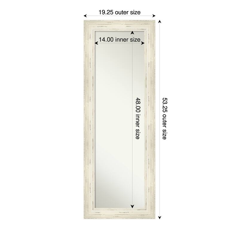 Non-Beveled Wood Full Length On The Door Mirror - Alexandria Whitewash Frame - Alexandria Whitewash - Glass Size: 14. x 48
