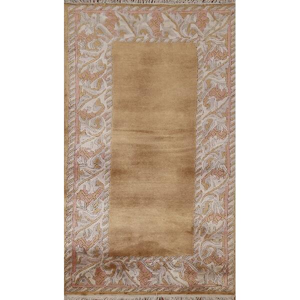 slide 2 of 19, Contemporary Bordered Nepalese Oriental Wool Rug Hand-knotted Carpet - 2'0" x 3'11"