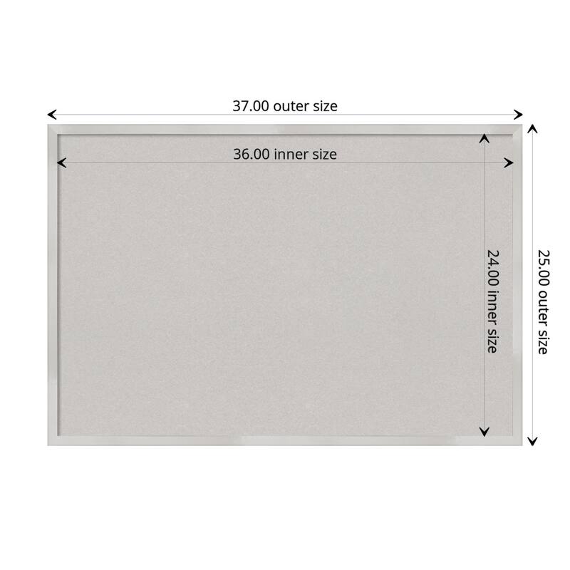Svelte Wood Framed Grey Corkboard Bulletin Board - Svelte Silver - Board Size 36x24