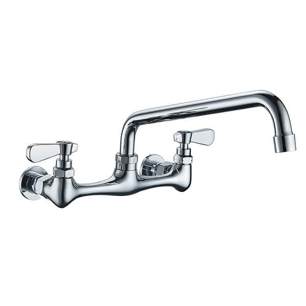 slide 2 of 19, Vibrantbath Kitchen Faucet Wall Mount Swivel Spout 2 Handle Restaurant Chrome