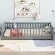 preview thumbnail 37 of 66, Twin Size Floor Bed Frame for Kids Bed with Fence Guardrails Endbed Storage Splint Platform Bed - Available with or without Door