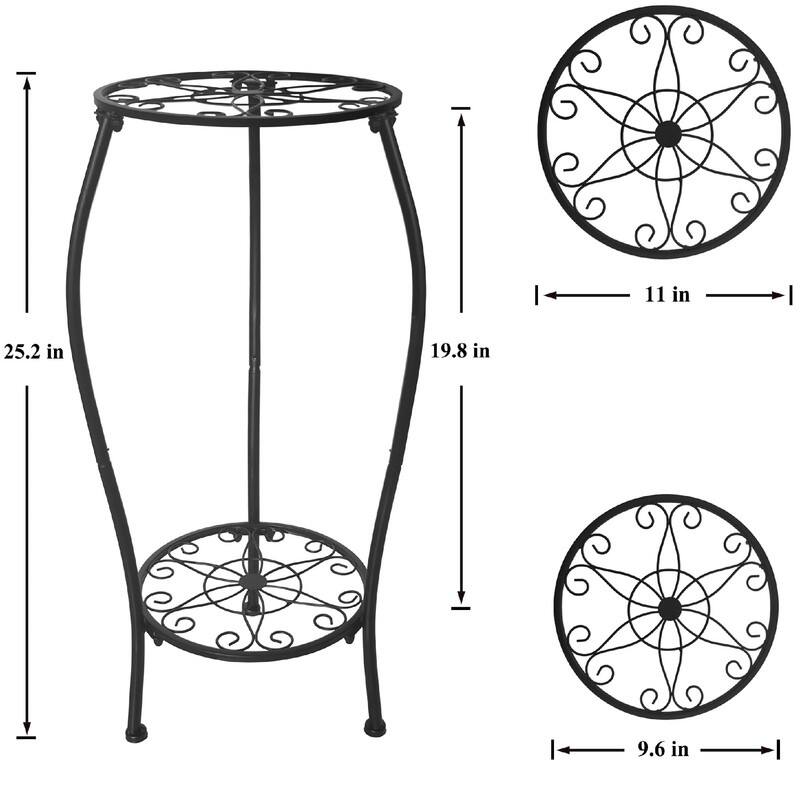 Metal Plant Stand 2 Tier Indoor Outdoor - 11x 11 x 25.2 inches