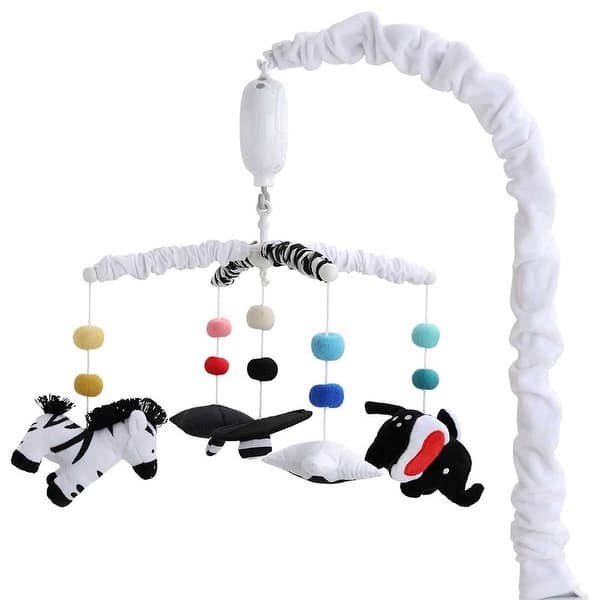 slide 2 of 6, The Peanutshell Montessori Neutral Musical Crib Mobile for Baby Boys and Girls, Black and White - Multi