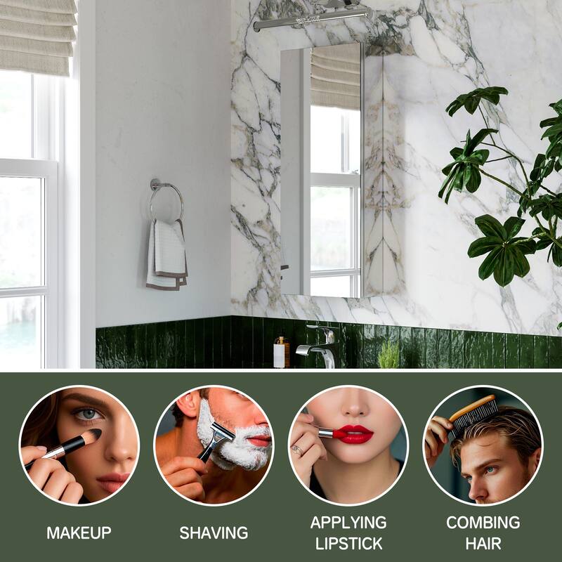 12x30 in Mirrored Medicine Cabinet, Tri-View, Soft-Close Blum Hinges, Recessed/Surface Mount, Anodized Chrome Aluminum