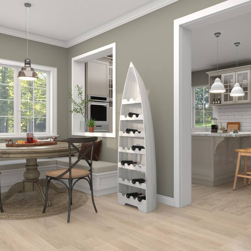 White Wood 25 Bottle Boat Storage Standing Wine Rack