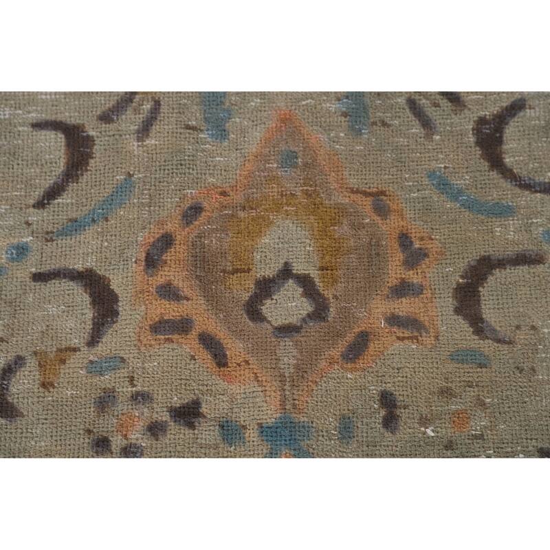 Distressed Over-Dyed Tabriz Antique Area Rug Handmade Wool Carpet - 6'3"x 9'11"