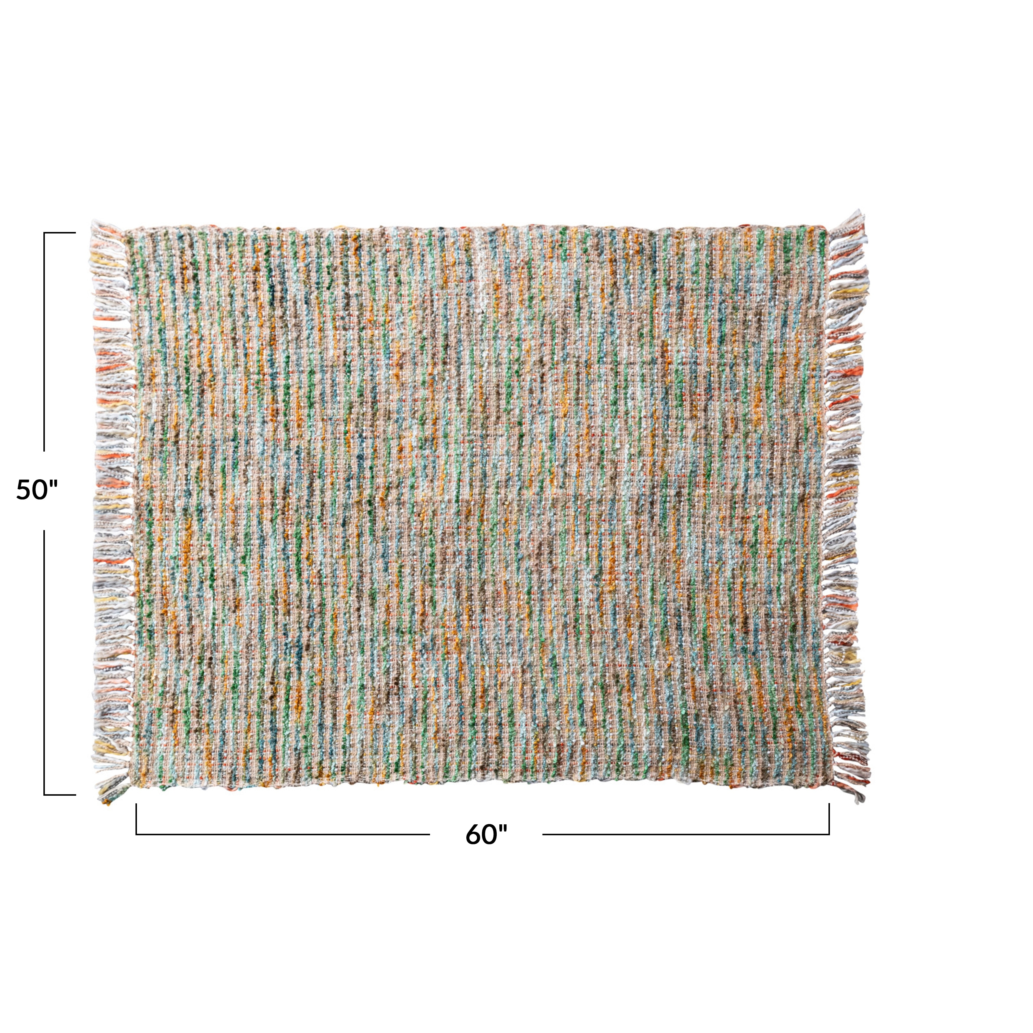 Acrylic Boucle Woven Throw Blanket, Multi-color, Boho, Fringe - On