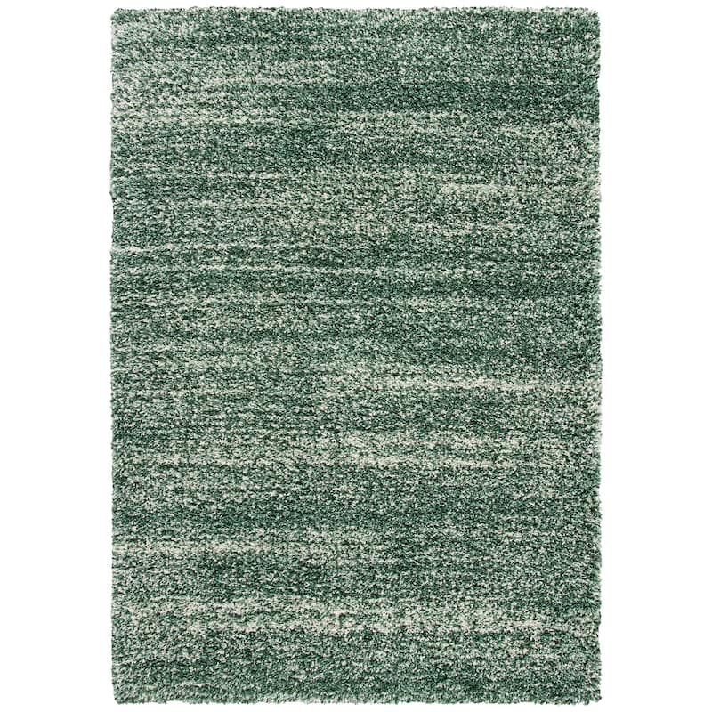 SAFAVIEH Hudson Shag Justine Modern 2-inch Thick Rug - 7' Square - Green/Ivory - Square