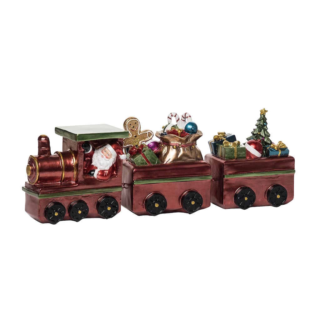 Transpac Resin 15.7 in. Multicolor Christmas Santa Presents Train Decor
