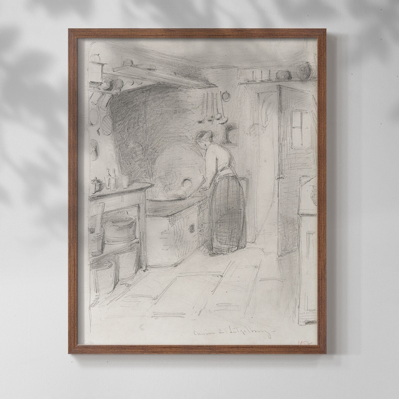 Vintage Sketch LIV -Framed Print - 11x14 - Walnut