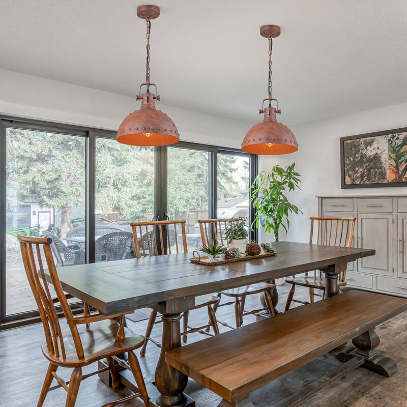 Industrial 1-Light Antique Copper Metal Pendant Light - Antique Copper