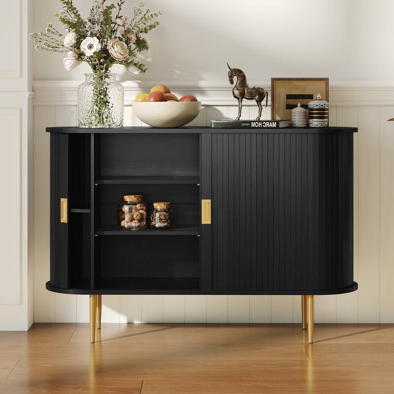 47.2'' Wood Tambour Door Sideboard Storage Cabinet