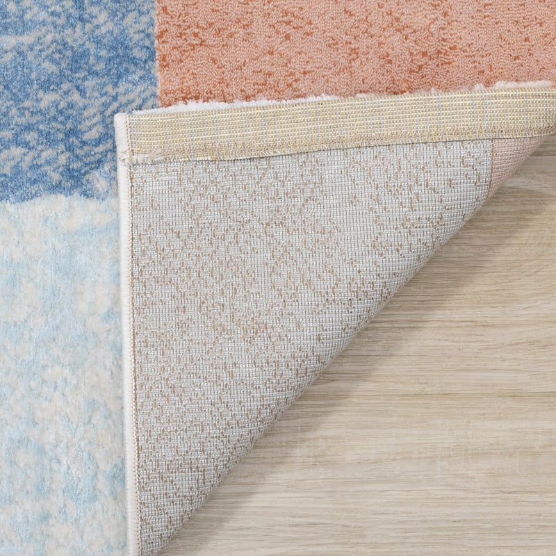 Bloom Collection - Colorful Blocks Area Rug, 5'3" x 7'7"