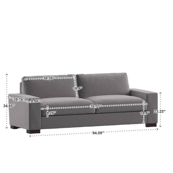 dimension image slide 1 of 3, Ashton Double Sided Down-Feather Extra-long Sofa by iNSPIRE Q Artisan