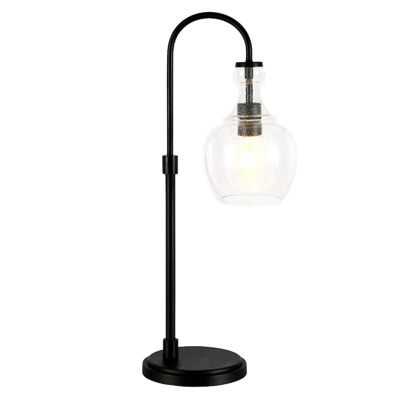 Metal Arched Table Lamp with Clear Glass Dome Shade and LED Bulb