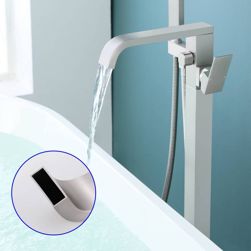 Freestanding Bathtub Faucet With Hand Shower Waterfall Tub Faucets With Handheld Shower Floor Mount Tub Filler
