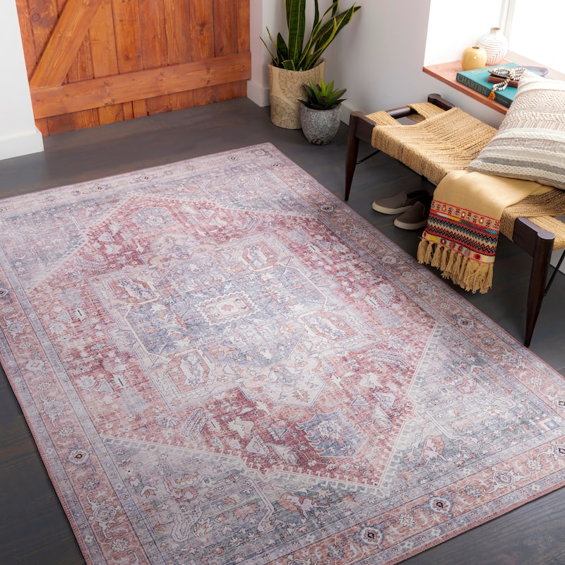 Livabliss Mitika Vintage Medallion Area Rug - Grey/Rust - 2'3" x 3'9"