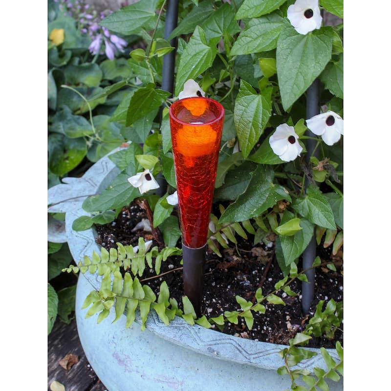 Achla Designs 15.75"H Red and Black Glass/Iron Outdoor Votive Sparkle Candle Holder Cone, Home and Garden Accent Décor