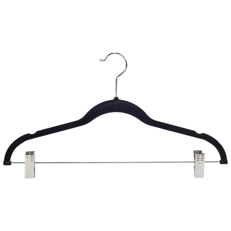 Simplify 6 Pack Velvet Hangers with Clips in Black - 0.16" x 16.93" x 9.06"