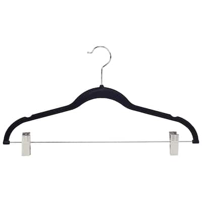 Simplify 6 Pack Velvet Hangers with Clips in Black - 0.16" x 16.93" x 9.06"