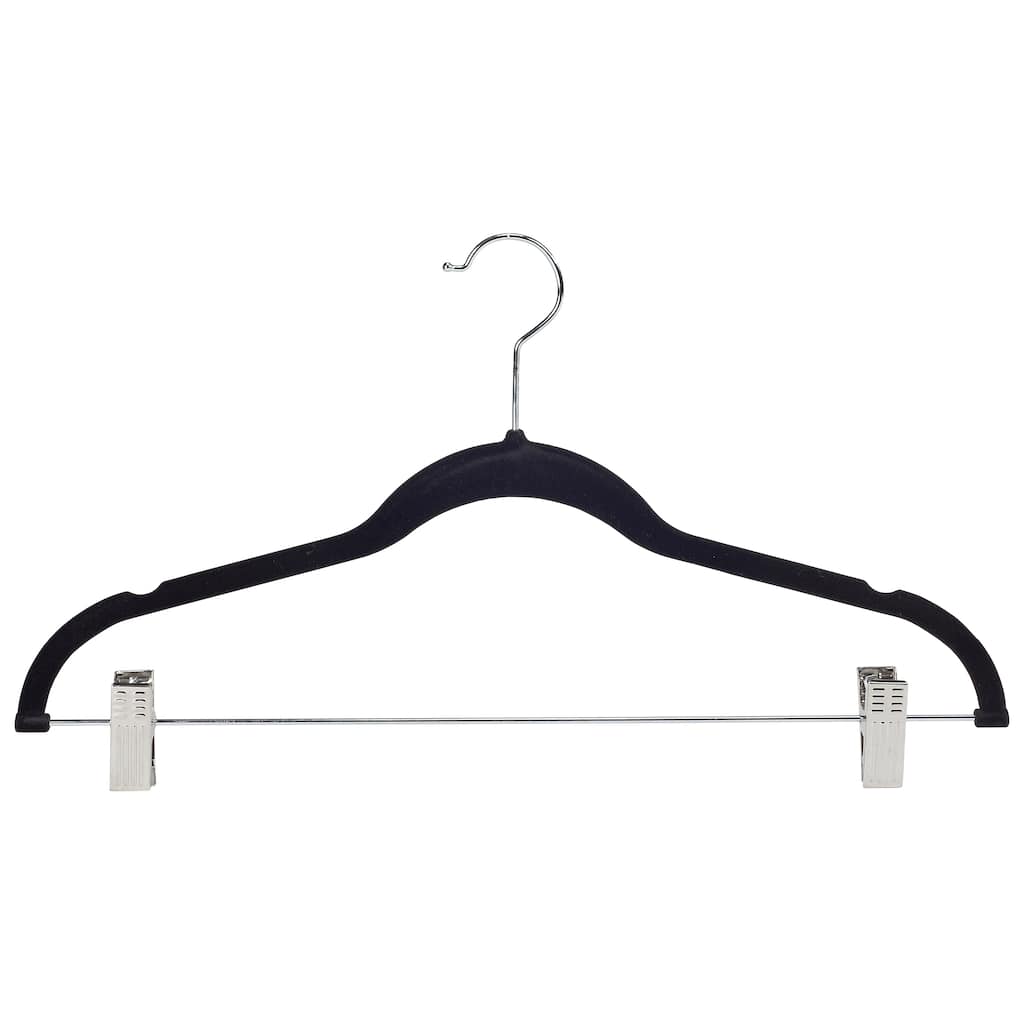 Simplify 6 Pack Velvet Hangers with Clips in Black - 0.16" x 16.93" x 9.06"