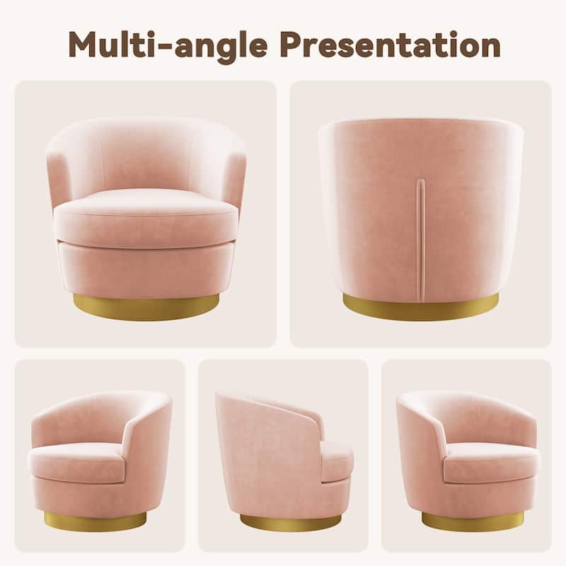 360 Degree Velvet Swivel Club Chair, Soft & Comfotable
