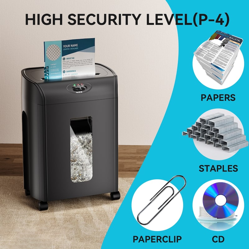 15 Sheet Cross Cut Paper Shredder 4.76 Gallons Heavy Duty Paper CD Card Ultra Quitet Shredder - as picture