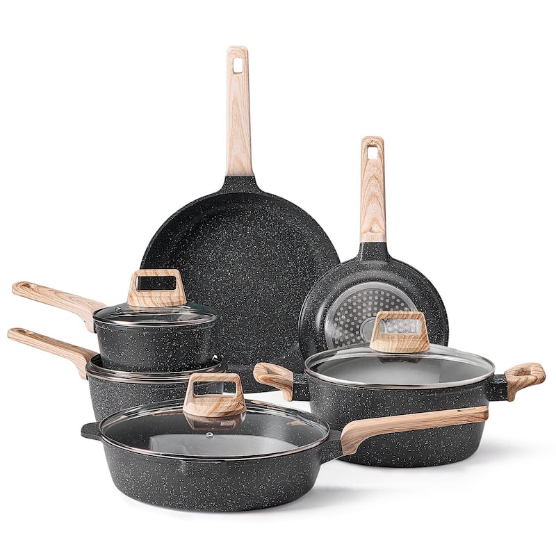 Aluminum Cookware Set with Non-Stick Pans and Lids