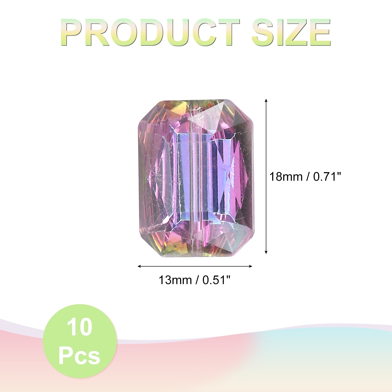 Rectangle Crystal Glass Beads, Faceted Glass Beads Clear Loose Craft Flat Square Shape Spacer Bead for DIY Bracelet Necklace