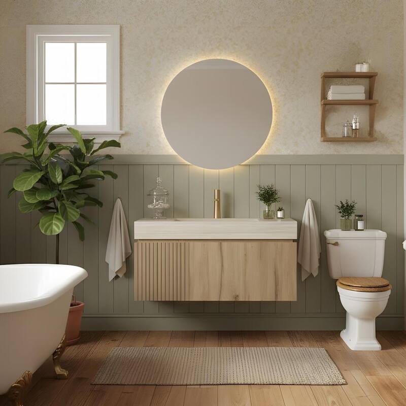 Mondern Floating Bathroom Vanity with 1 Pre-drilled Faucet Holes