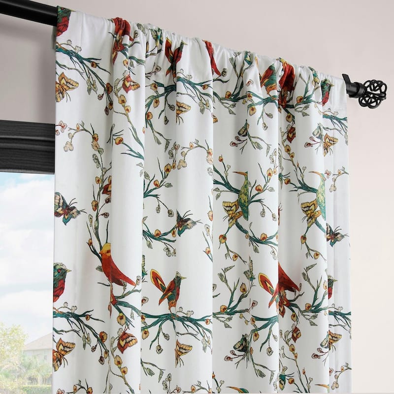 Exclusive Fabrics Botanic Garden Barcelona Velvet Curtain (1 Panel) Room Darkening Curtains For Bedroom & Living Room Curtains