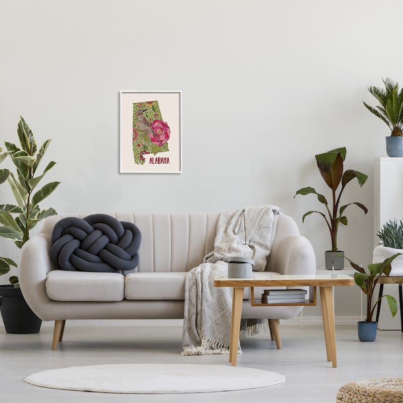 Stupell Intricate Alabama Camellia Flower Bird Detailed Pattern Framed Wall Art, Design by Valentina Harper
