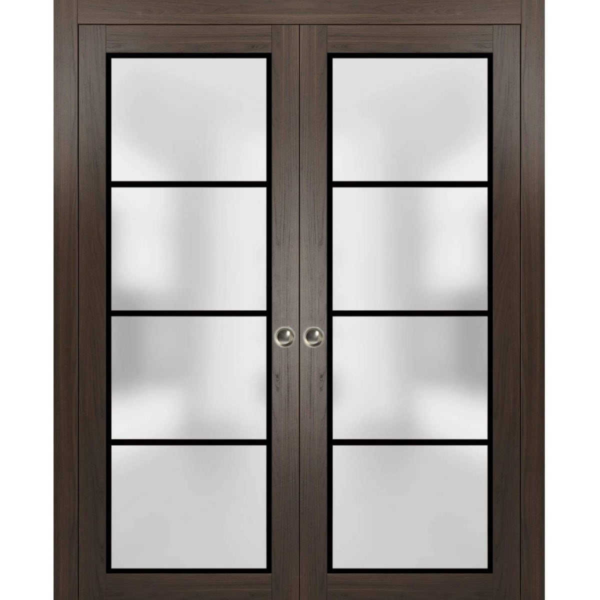 SartoDoors Planum 2132 | Interior French Doors Double French Door | Solid Wood | Hardware Set | 36x80, Chocolate Ash