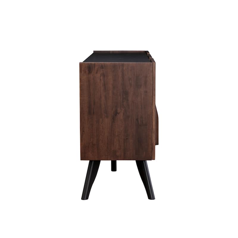 Furniture of America Abigail XI Mid-Century Modern Walnut Solid Wood 62-inch Dining Server with Drawer and Shelves