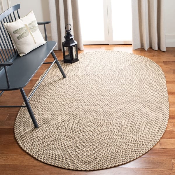 slide 2 of 8, SAFAVIEH Handmade Braided Epsie Country Cotton Rug 3' x 5' Oval - Beige/Brown - Oval