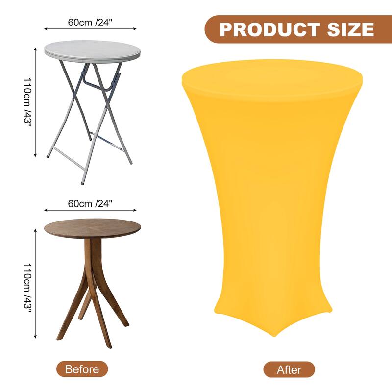 Cocktail Tablecloth Spandex Stretch Tablecloth Table Cover, 1 Pcs - Yellow - 24" x 43"