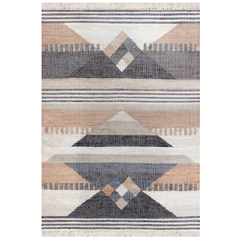 Sevita Hand-Woven Southwestern Jute-Blend Area Rug, Tan and Black - 7'9" x 9'9"
