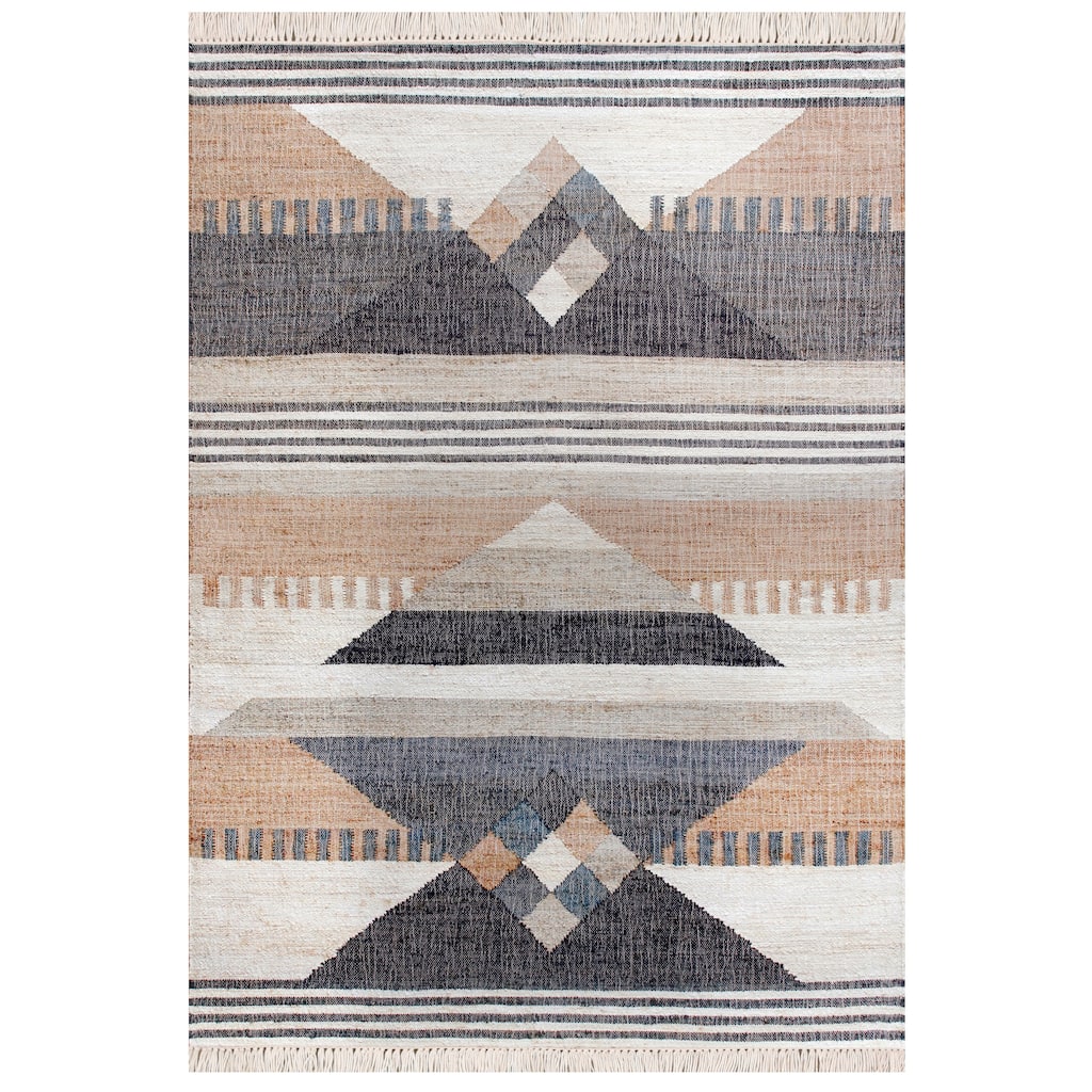 Sevita Hand-Woven Southwestern Jute-Blend Area Rug, Tan and Black