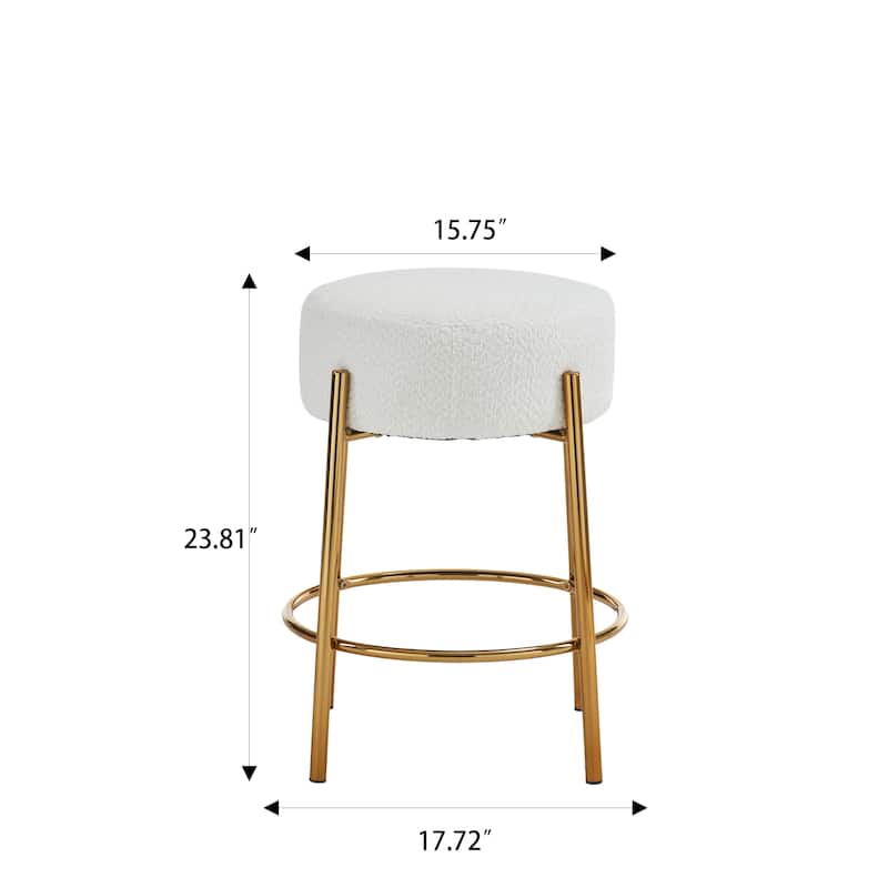 Set of 2 24" Round Bar Stools,Contemporary Upholstered Sturdy Hardware Support Legs