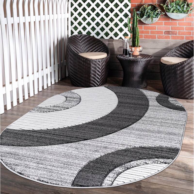 Glamour Collection Geometric Polypropylene Area Rug