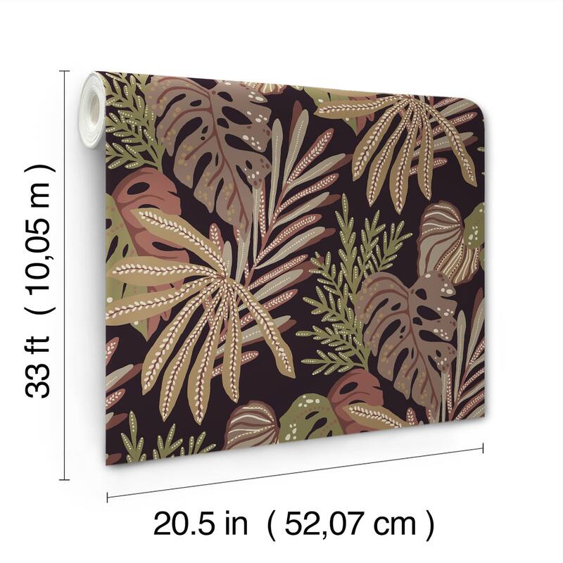 A-Street Prints Alocasia Burgundy Tropical Foliage Wallpaper