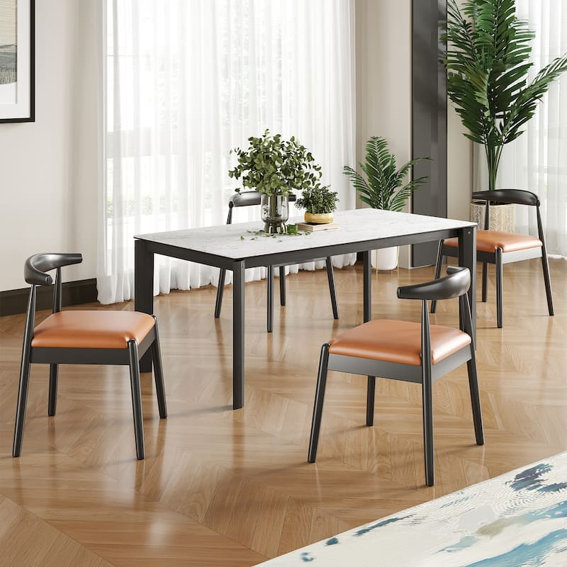 Weave Dining Chairs Set of 2, Mid-Century Modern Kitchen Chair with Solid Oak Frame & Handwoven Seat for Living Dining Room