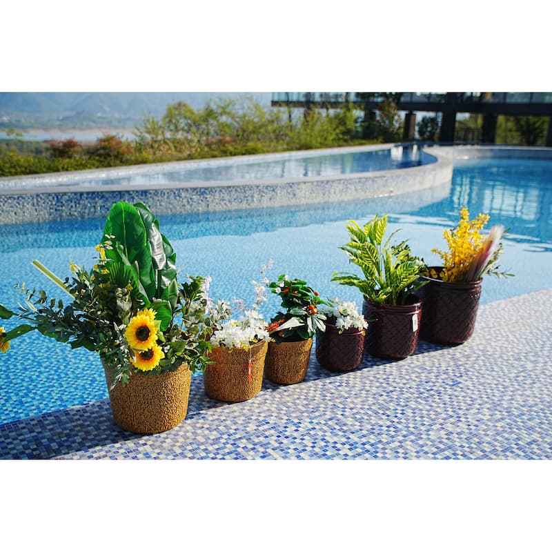 Set of 3 Flower Ceramic Flowerpot, Modern Planter for Patio, Garden, Windowsill