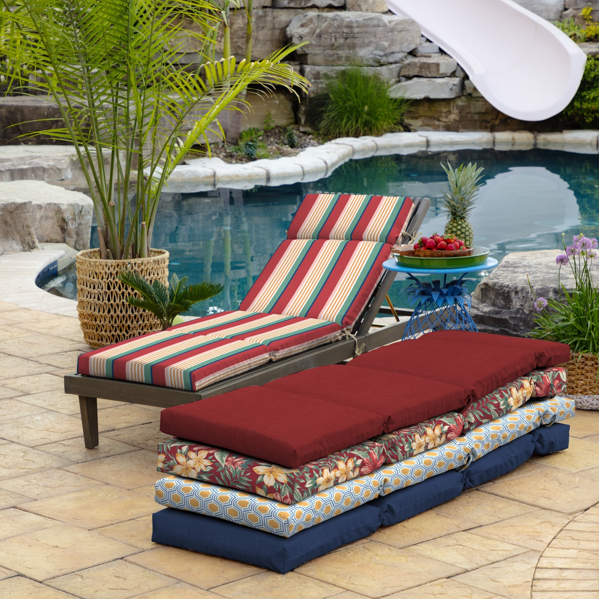 ARDEN Keeley Stripe Outdoor Chaise Lounge Cushion 72 in L x 21