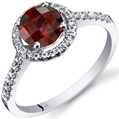 14k White Gold 1.59ct Garnet and White Topaz Ring