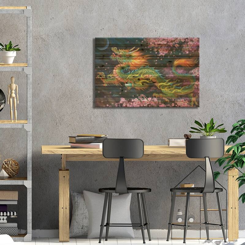 Dragon Spirit Print On Wood by Kayomi Harai - Multi-Color