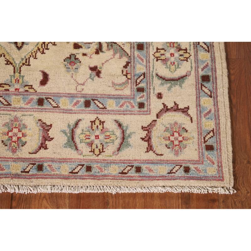 Floral Beige Kazak Oriental Accent Rug Hand-Knotted Wool Carpet - 3'3"x 5'1"