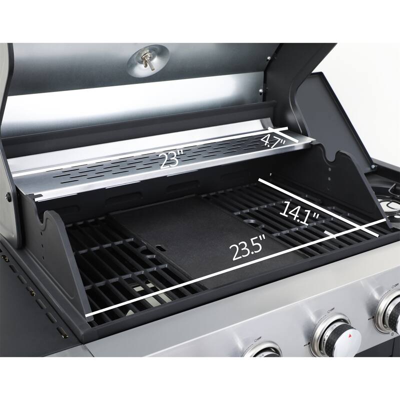 46790BTU Output 4 Burner Propane Gas BBQ Grill with Side Burner
