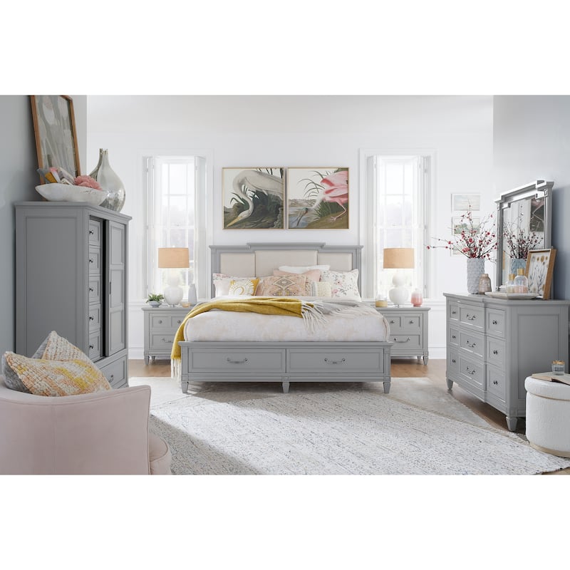 Magnussen Home Glenbrook Pebble Upholstered Panel Storage Bed